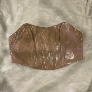 Fashion Nova Crocodile Print Nude Bustier Top